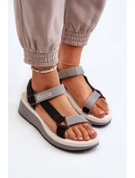 Sandały Damskie Na Platformie I Koturnie Big Star NN274A054 Szare