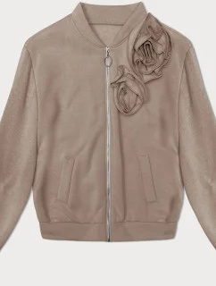 Béžová pletená mikina s ružami (16023)