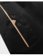 Čierna jednoduchá dámska bunda s kapucňou LHD (LHD-24590) Čierna jednoduchá dámska bunda s kapucňou LHD (LHD-24590)