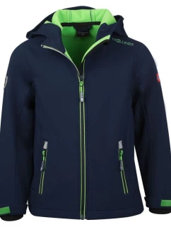 TrollKids Detská softshellová bunda Trollfjord Jacket navy/light green s reflexnými prvkami navy blue (161-120)