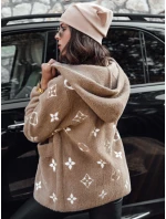 FORTY dámska bunda z alpaky s kapucňou svetlohnedá FashionStreet NY0688