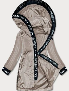 Tenká béžová dámska bunda s ozdobnou lemovkou (B8145-12)
