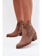 Dámske členkové topánky s otvoreným podpätkom S.Barski HY61-8013 Brown Dámske členkové topánky s otvoreným podpätkom S.Barski HY61-8013 Brown