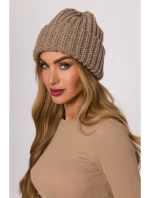 M895 Rebrovaná čiapka - béžová
