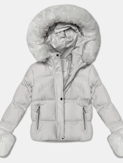 Biela prešívaná dámska zimná bunda s kožušinou J Style (5M3355-280)