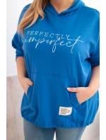 Dámska mikina Plus Size s kapucňou a potlačou strieborná
