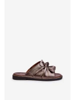 Klapki Damskie Na Płaskim Obcasie Miedziane Nelvira