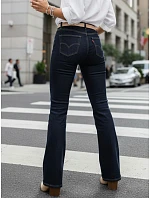 Dámske džínsy s vysokým pásom UY2911 tmavomodré - FashionStreet