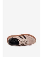 Zamszowe Sneakersy Damskie Na Platformie Beżowe Elivienne