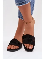 Dámské ploché sandály s pásky Eko semiš Černé Florane