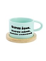 SUPER ŽENA, SUPER MAMA, MEGA ÚNAVA - mätový hrnček 200 ml SUPER ŽENA, SUPER MAMA, MEGA ÚNAVA - mätový hrnček 200 ml