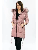 Dámska prešívaná zimná bunda s kapucňou Old Pink (7690) Dámska prešívaná zimná bunda s kapucňou Old Pink (7690)