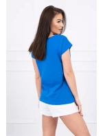 Blúzka s potlačou pier nevädzovo modrá Blúzka s potlačou pier nevädzovo modrá