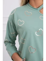 Blúzka s potlačou srdca tmavo mätová Blúzka s potlačou srdca tmavo mätová