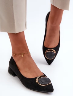 Czółenka Na Niskim Obcasie Z Eko Zamszu S.Barski KV27-037 Czarne