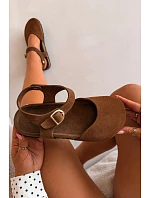 Dámske kožené semišové sandále s uzavretou špičkou Maciejka H7365-02 Brown