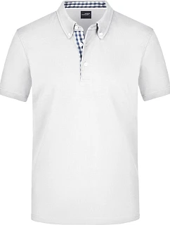 Daiber JN 964 Pánske piqué polo s gombíkmi 02.0964 biela/námornícka modrá/biela