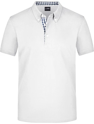 Daiber JN 964 Pánske piqué polo s gombíkmi 02.0964 biela/námornícka modrá/biela