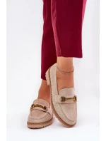 Dámske mokasíny s úpletom a zlatými detailmi béžové Seffolia