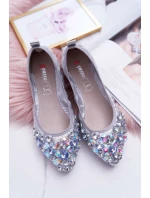 Kožené balerínky s ozdobnými kameňmi Silver Crystal Kožené balerínky s ozdobnými kameňmi Silver Crystal