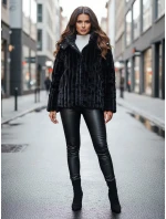 Kurtka damska futrzana z kapturem czarna FashionStreet TY5276z Kurtka damska futrzana z kapturem czarna FashionStreet TY5276z