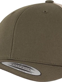 Flexfit 6606/6606T 6-panelová vintage čiapka „Trucker“ 55.6606 machovo zelená/khaki