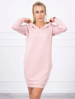 Šaty s kapucňou tmavo púdrovo ružové