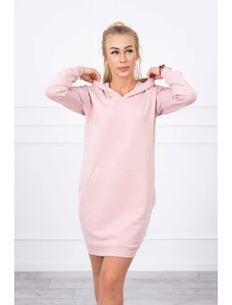 Šaty s kapucňou tmavo púdrovo ružové
