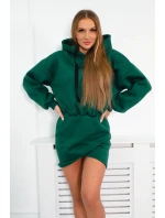 Zateplené šaty s obálkovým spodným dielom tmavo zelené Zateplené šaty s obálkovým spodným dielom tmavo zelené