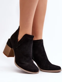 Botki Na Masywnym Słupku Z Wycięciem Czarne Jolnima