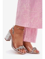 Transparentne Sandały Na Słupku D&A MR51-705 Srebrne