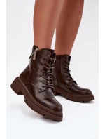 Dámska zateplená členková pracovná obuv Big Star - hnedá