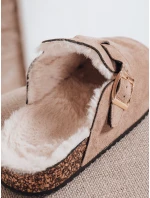Dámske semišové zateplené žabky béžové FashionStreet ZY1196