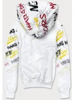 Biela pánska "klokanie" mikina s potlačou (8B997-1) Biela pánska "klokanie" mikina s potlačou (8B997-1)