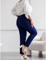 Elegantné dámske nohavice nadmernej veľkosti tmavomodré (728) Elegantné dámske nohavice nadmernej veľkosti tmavomodré (728)