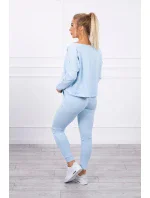 Súprava s oversize blúzkou modrej farby