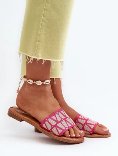 Klapki Damskie Na Płaskim Obcasie Fuksja Traivea