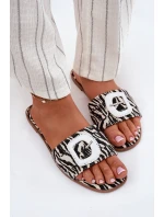 Płaskie Klapki Damskie Z Ozdobną Klamrą Zebra Clariola