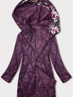 Fialová dámska bunda s ozdobnou kapucňou (B8227-71)