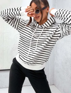 Čierna bavlnená dámska tepláková súprava s pruhovanou mikinou (82173)