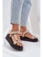 Zdobione Sandały Na Platformie Beżowe Tatellia