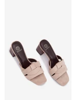 Dámské lodičky na podpatku s pásky Eko semiš Béžové Corivelle