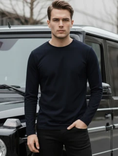Pánske tmavomodré tričko s dlhým rukávom FashionStreet LX0580