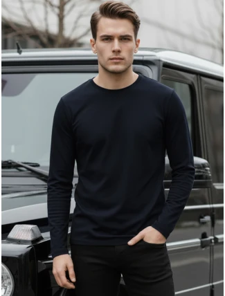 Pánske tmavomodré tričko s dlhým rukávom FashionStreet LX0580