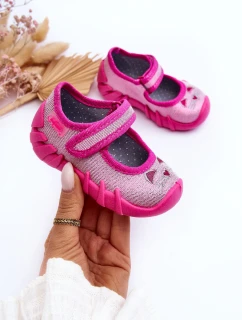 Papcie Baleriny Błyszczące Kotki Befado 109P235 Różowe