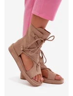 Dámské sandály Eko semiš s horní částí a šněrováním Béžové Ferlisse