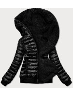 Obojstranná čierna dámska bunda "lamb" (H-989-01)
