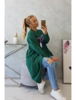 Oversize blúzka s potlačou tmavo zelená Oversize blúzka s potlačou tmavo zelená