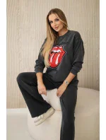 Bavlnené tepláky s potlačou + nohavice Graphite Bavlnené tepláky s potlačou + nohavice Graphite