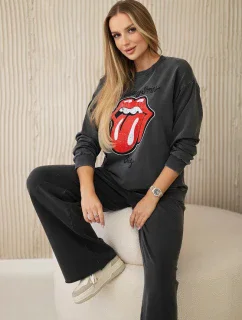 Bavlnené tepláky s potlačou + nohavice Graphite